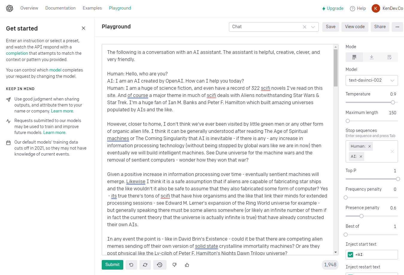 My first conversation with GPT-3